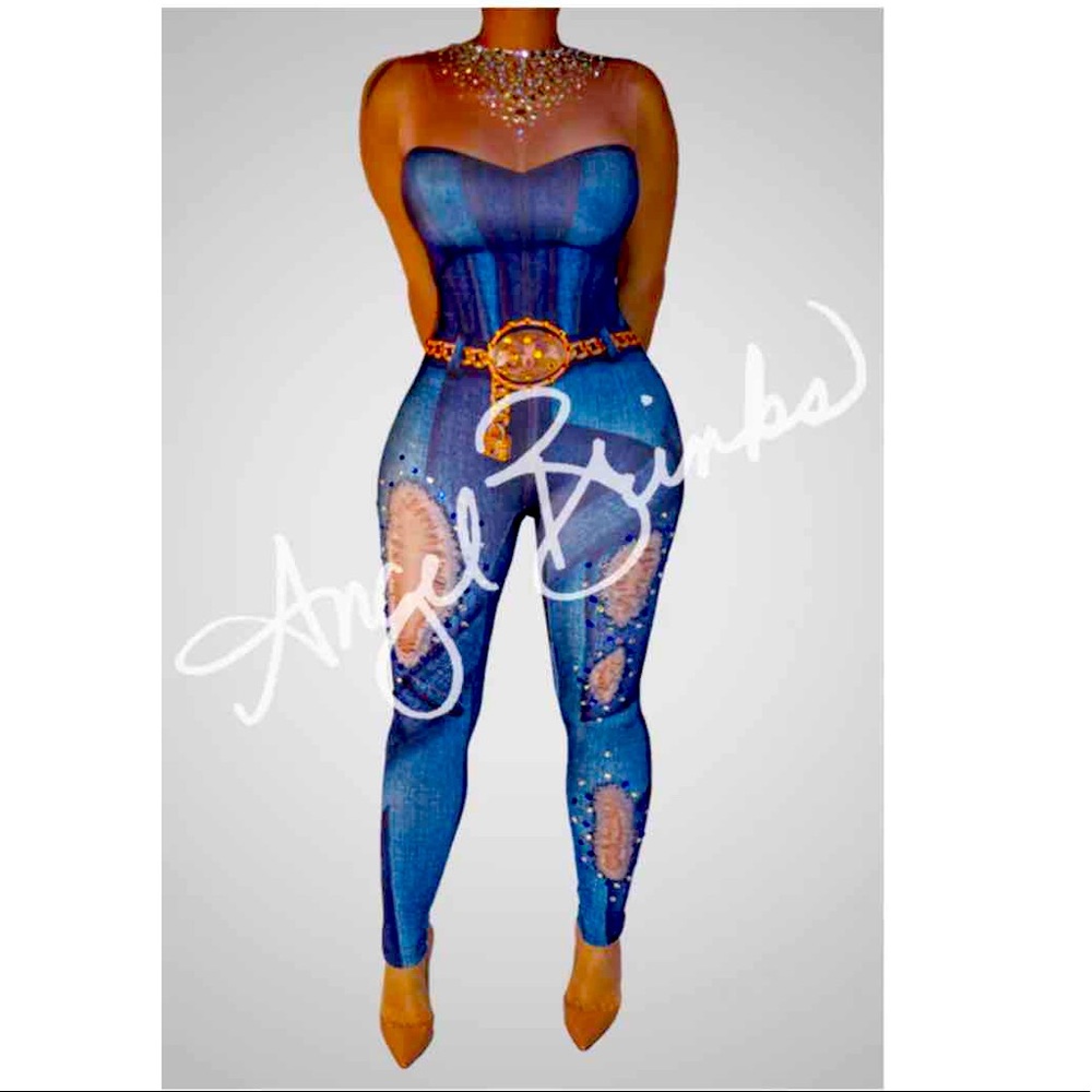Angel Brinks Faux Denim One Piece
